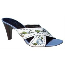 Donald Pliner White Nappa Leather Shoe Criss Cross Sandal Embroidery NWT 265