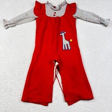 Carters Vtg 70's Red Giraffe Jumper Romper 24 Months