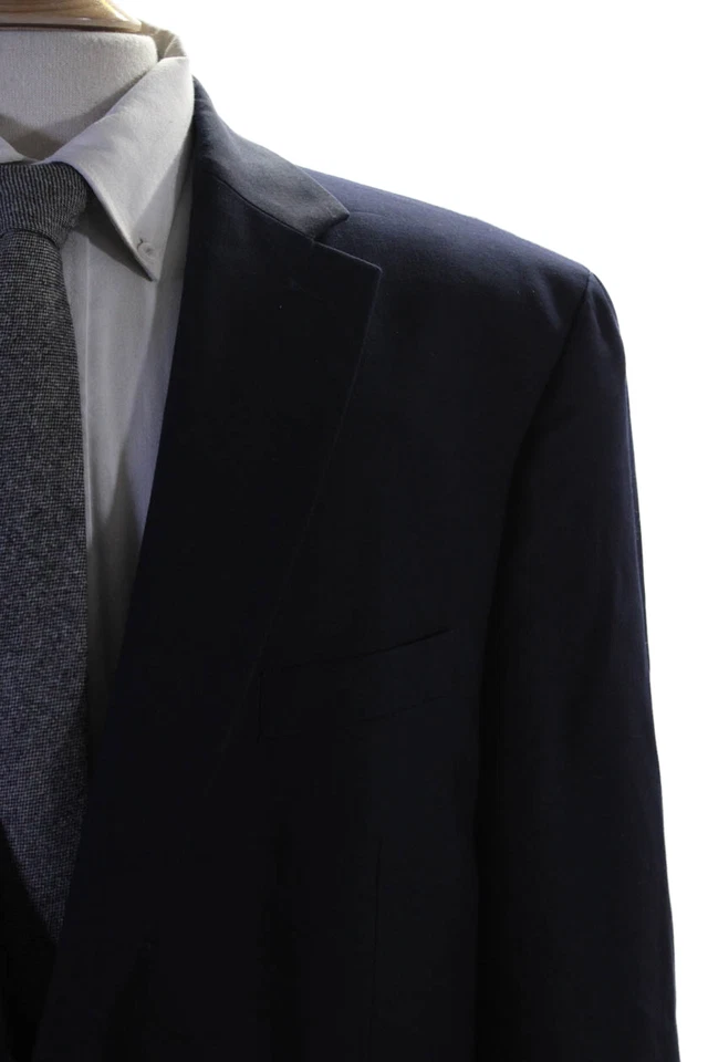 Michael Michael Kors Mens Wool Button Detailed Collared Suit Jacket Navy Size 44 - Image 2 of 4