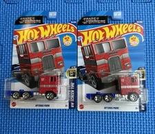2025 Hot Wheels OPTIMUS PRIME TRANSFORMERS HW Screen Time Lot of 2 RED BLUE
