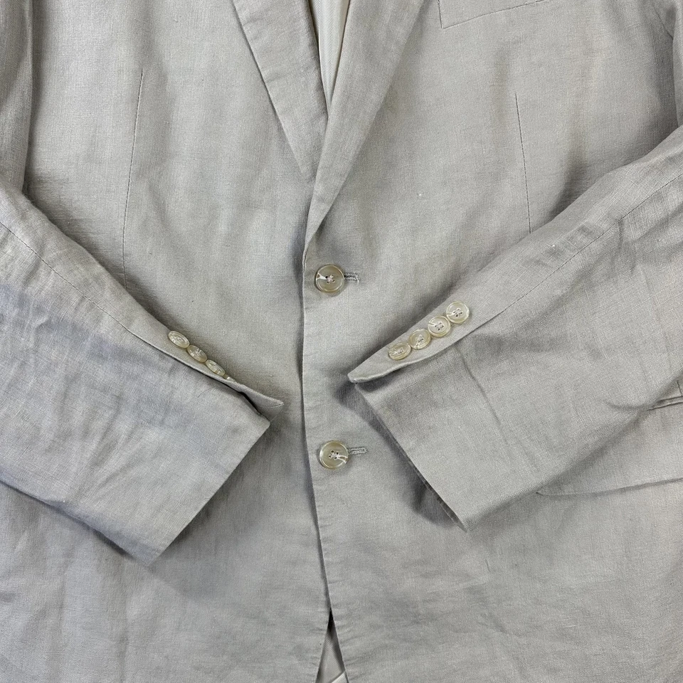 Blazer Saddlebred Para Hombres 46L Tostado 100% Lino Abrigo Deportivo Chaqueta Dos Botones Foto 3 de 4