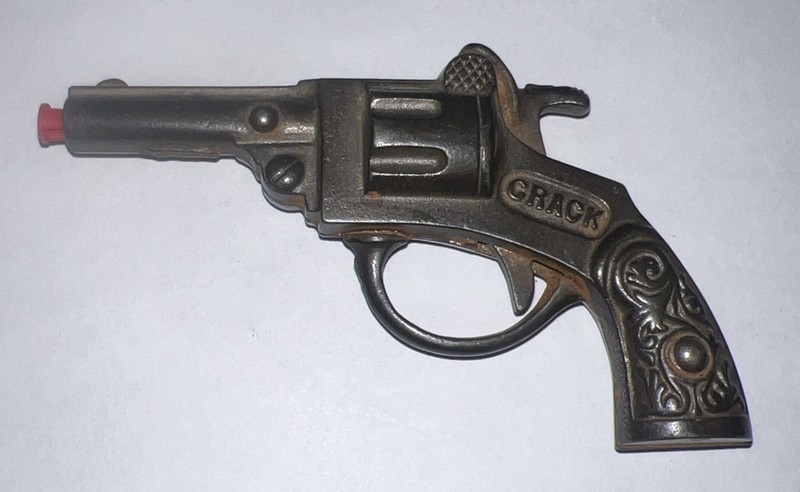 Vintage Kenton? “CRACK” cast iron toy cap gun.  Working