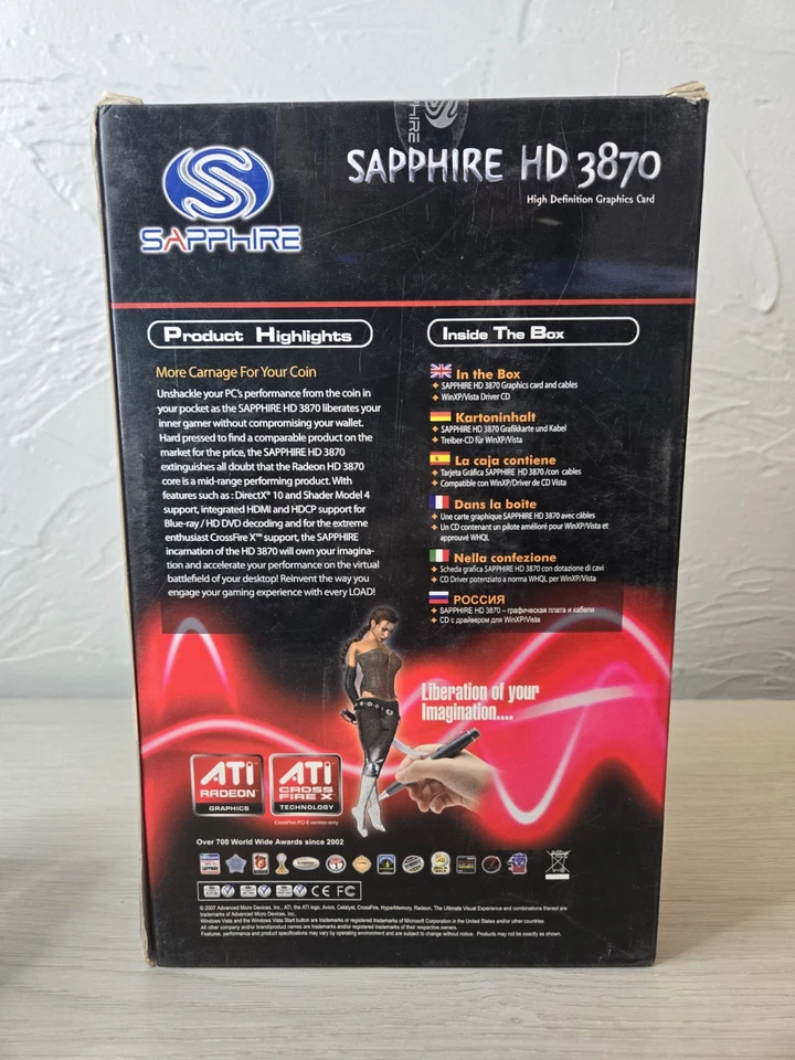 SEALED Vintage Sapphire HD 3870 Graphics Card 512MB See Photos - Image 3 of 4