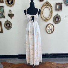 Miss Elaine Vintage 70s 80s Floral Lace Maxi Nightgown Dress Size Small