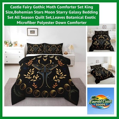 Bohemian Stars Moon Comforter Set   King Size All-Season Quilt with 3D Print