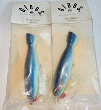2 Vintage-New in Bags 1 1/2 ounce-GIBBS POLARIS Fishing Lures-Striped Bass-Wood