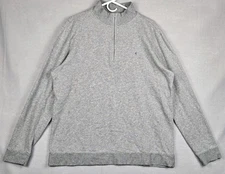 CRIQUET Mens Pullover Large Gray Quarter Zip Sweatshirt Long Sleeve Cotton
