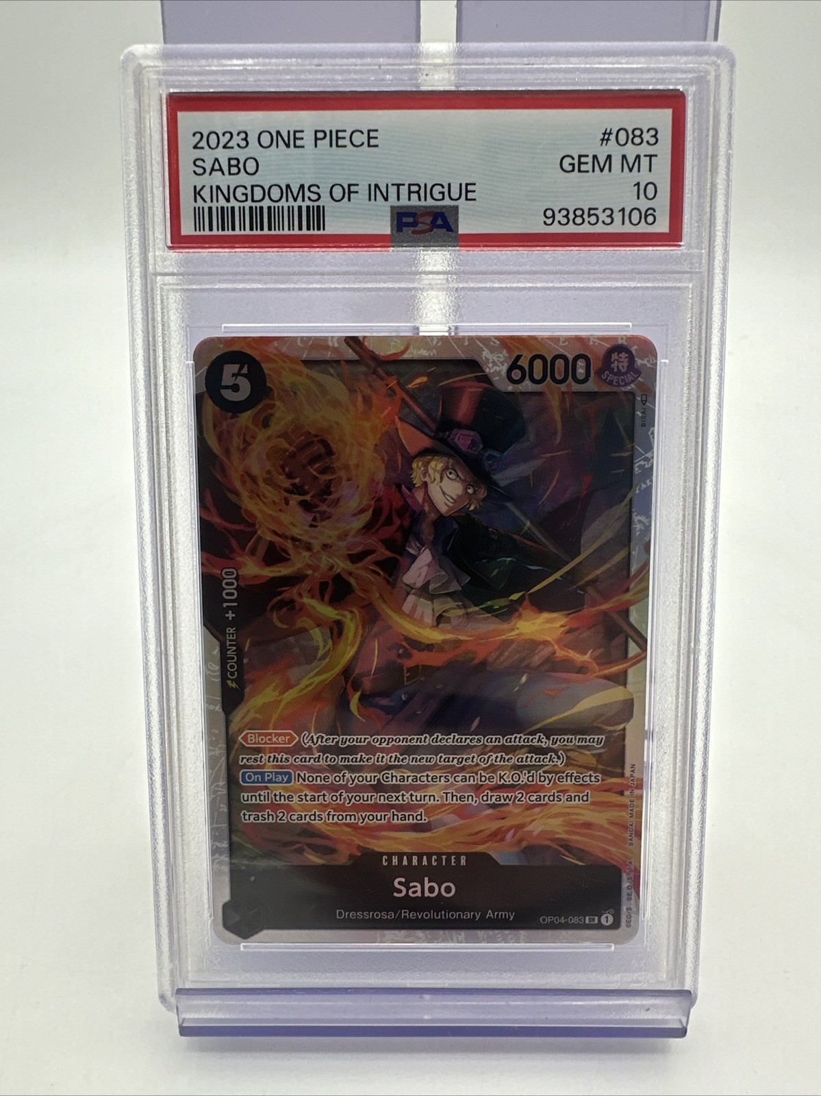 2023 One Piece Sabo OP04-083 SR Kingdoms of Intrigue Card Game PSA 10 GEM MINT