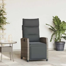  Reclining Garden Chair Grey PE rattan, powder-coated steel Medium