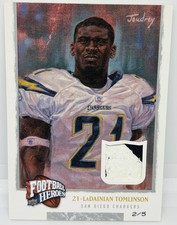 2008 UD Football Heroes LaDainian Tomlinson GAME-USED Jersey Patch /5 Chargers