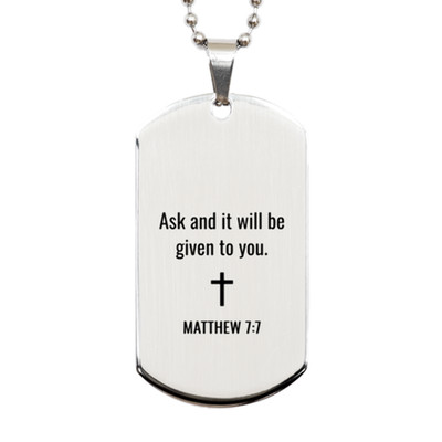 Matthew 7 7 Dog Tag Necklaces - Matthew 7:7 Necklace for Men