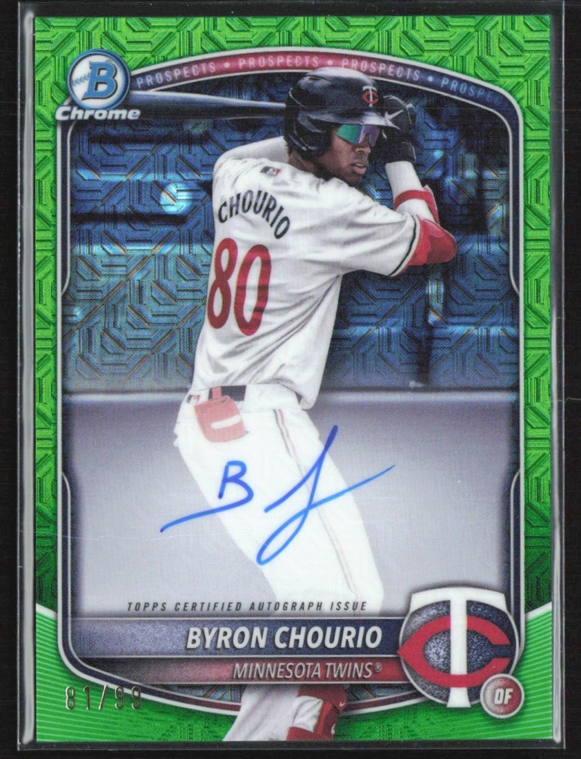 Byron Chourio 2025 Bowman Chrome Mojo Mega Box Green Auto /99 #BMA-BC Minnesota