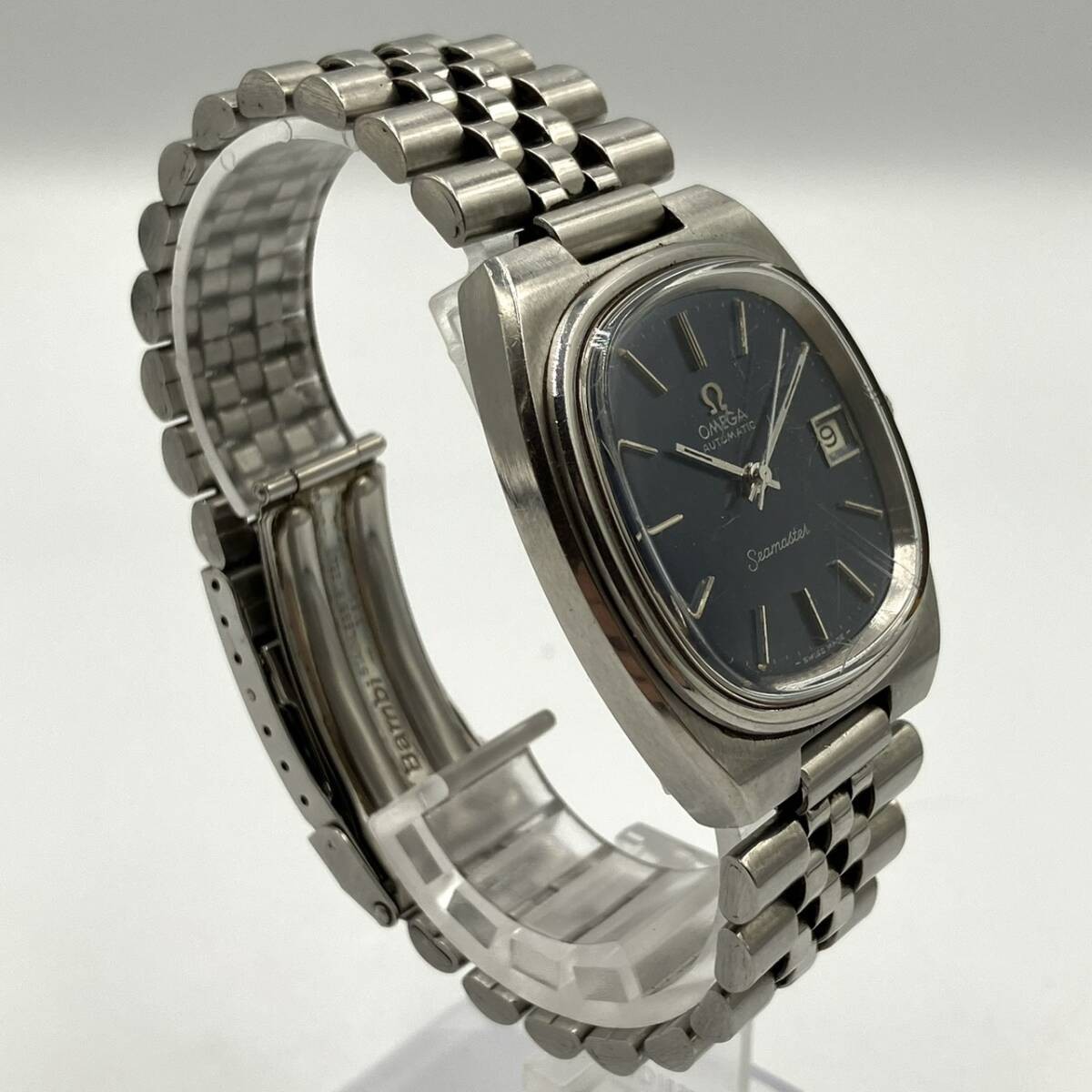 OMEGA Seamaster TV Screen Navy Automatic Date Square Case Unisex 37mm x 40mm image 4