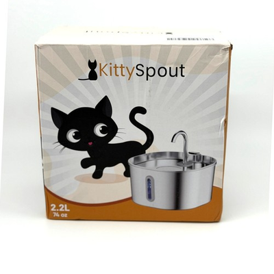 #ad KittySpout 2.2L Cat Water Fountain Stainless Steel with 4 Filters EUC $34.00