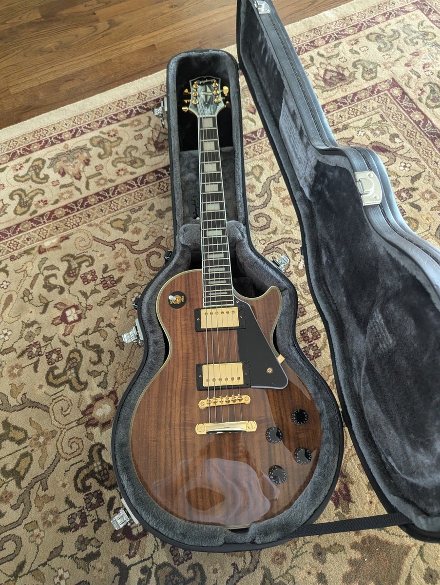 Epiphone Les Paul Custom Koa Natural Guitar w/case | eBay