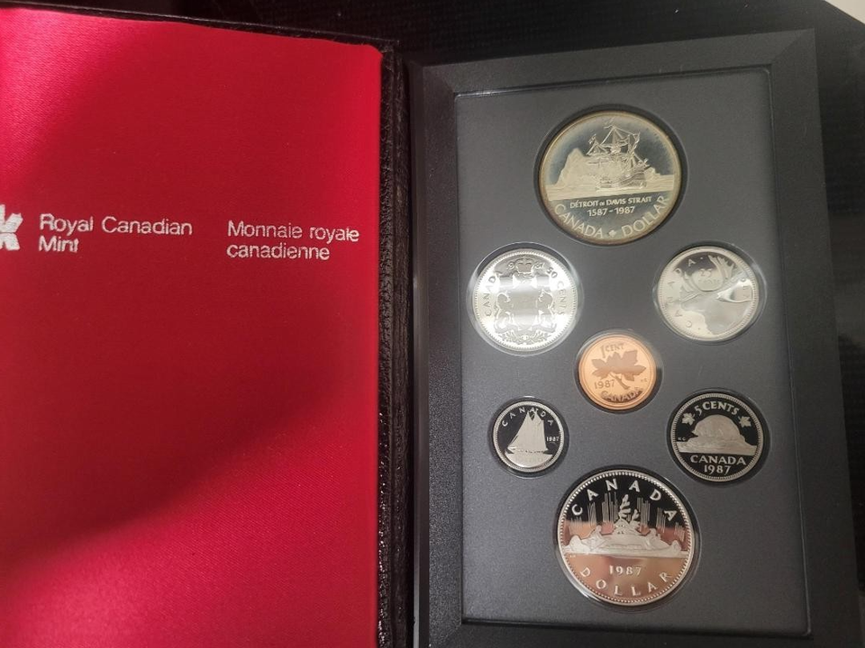 1987 Royal Canadian Mint 7 PC Double Dollar Proof Coin Set In Case W