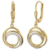 Trendor Schmuck Damen-Ohrringe 925 Silber Vergoldet Zirkonia-OhrhäNger 28042