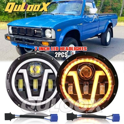 For Toyota Pickup 1979-1981 7 Inch Round COB LED Headlight White Headlight Hi-Lo
