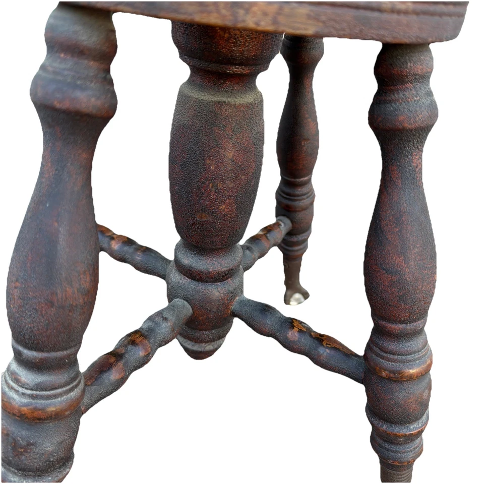 Antiguo Charles Parker Co. Taburete de piano con patas de bola de garra de vidrio/hierro Foto 3 de 4