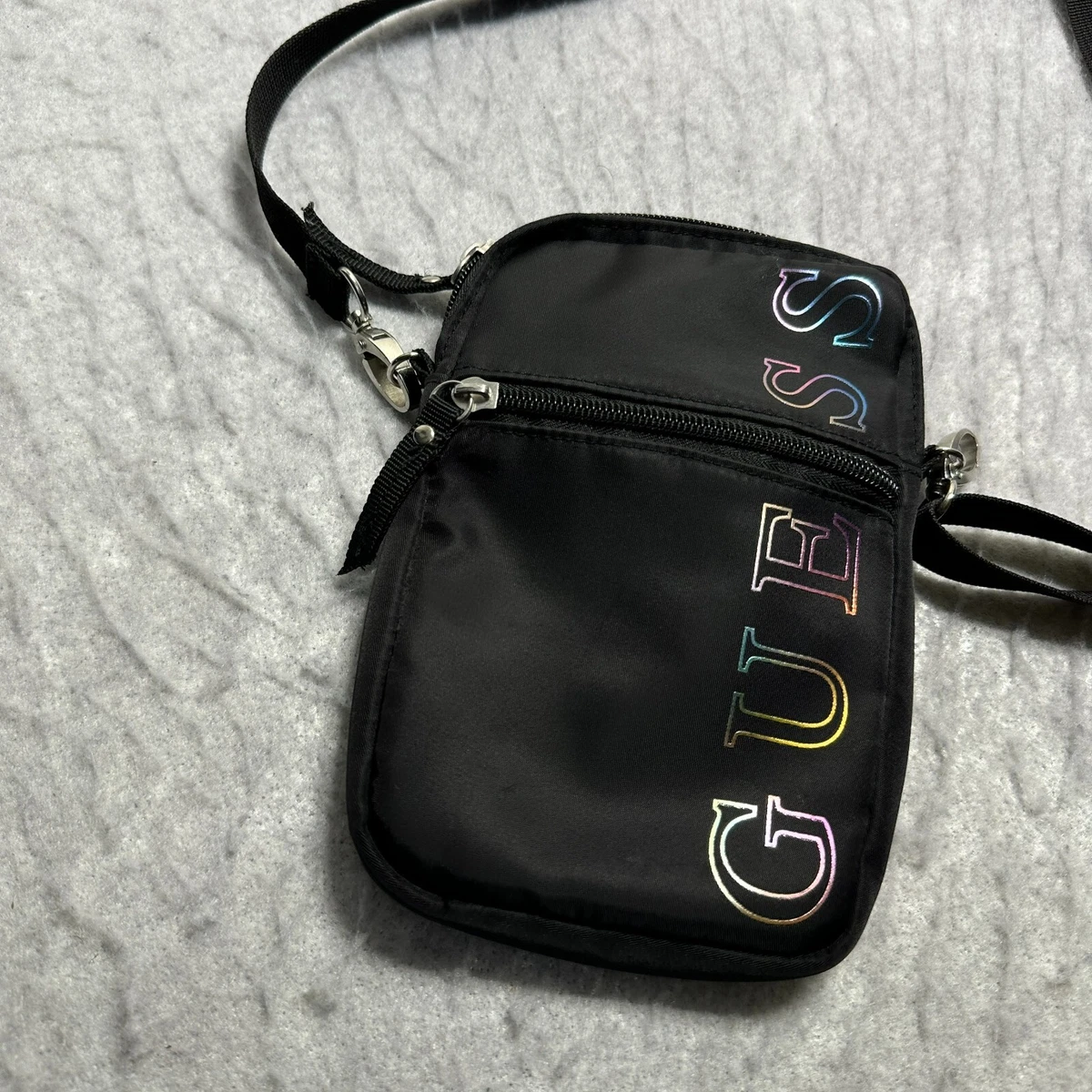 Guess Designer Handbag Womens Small Black Clutch Multi pocket