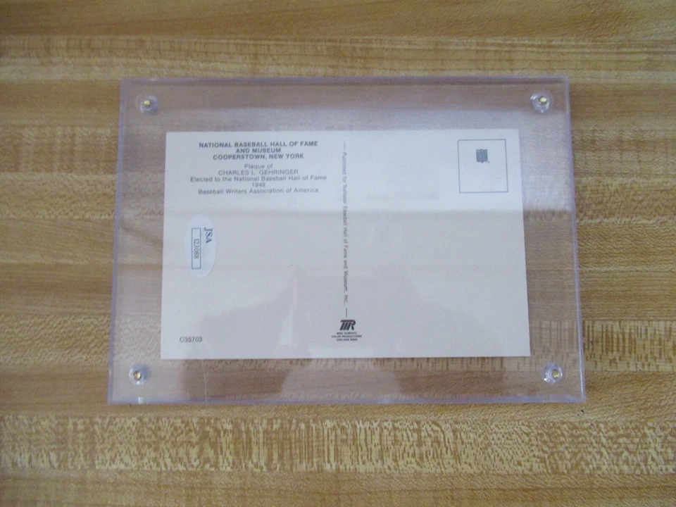 1 charles l. gehringer signed baseball hall of fame post card coa jsa 123088 - Image 2 of 3