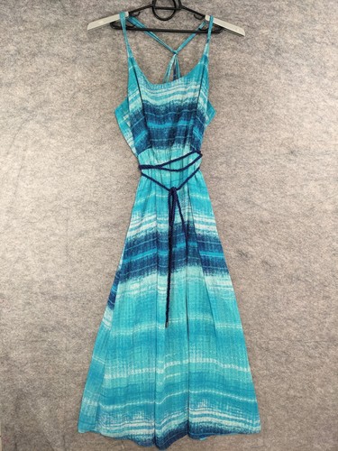 Abito I Heart Ronson Donna Extra Large Blu Bianco Foderato Chiffon Maxi Beach Cruis