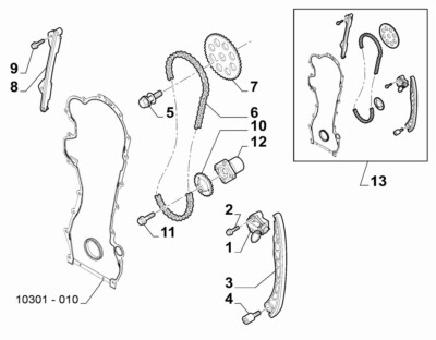 Kit Catena Distribuzione Magneti Marelli - Per Fiat 1.3 JTD, Completo Con Guarnizioni