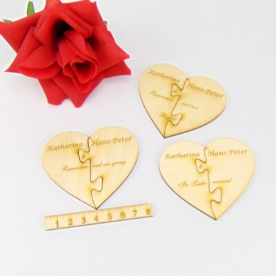 Geschenk zur Hochzeit zum Valentinstag Personalisiertes 8cm Herz 2 Puzzleteile