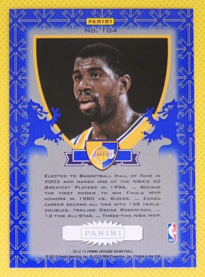 2012-13 Panini Crusade Blue Magic Johnson #104 HOF - Lakers - Pristine Beauty! - Image 3 of 3