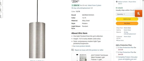 2 NEW LOT OF TWO George Kovacs Grid Light Mini Pendant Brushed Nickel  P5746-084 - Picture 3 of 5