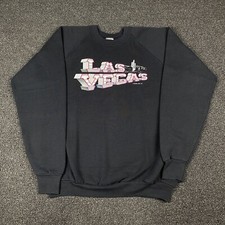 Vintage 90s Las Vegas Crew Neck Sweatshirt Size XL Black Gambling Casino