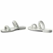 Stuart Weitzman Rosita Dual Strap Slide Sandal White Size 7.5 Dust Bag 245