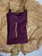 raw silk kameez shalwar With chiffon Embroidery Dupatta large bust 42