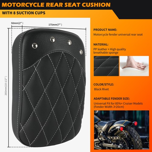 Rear Pillion Passenger Pad Seat 8 Suction Cup For Harley Heritage Softail FLSTC - Picture 5 of 16