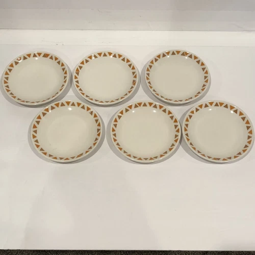 Homer Laughlin Plates Restaurant Ware Bread Side 6 pc China Geometric Retro Vtg