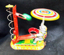 Elefante Sfera Parco Giochi Molla Banda Stagnata Giocattolo Vintage Antico