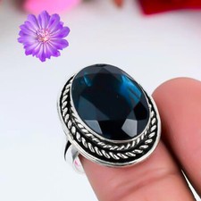 London Blue Topaz Gemstone 925 Sterling Silver Ring Handmade Jewelry Ring you