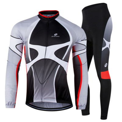 Herren Radfahren Radtrikot Langarm Fahrradtrikot Trikot Fahrradhose Grau