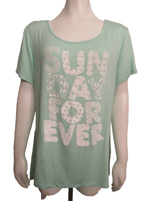 Fred David CJ Banks Soft Green T-Shirt SUNDAY FOR EVER Womans Size XL NWT $39.95