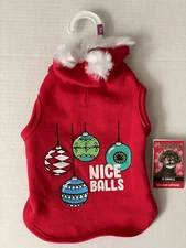 Simply Dog Holiday Pet Apparel Christmas Costume Says - Nice Balls Size XS NWT