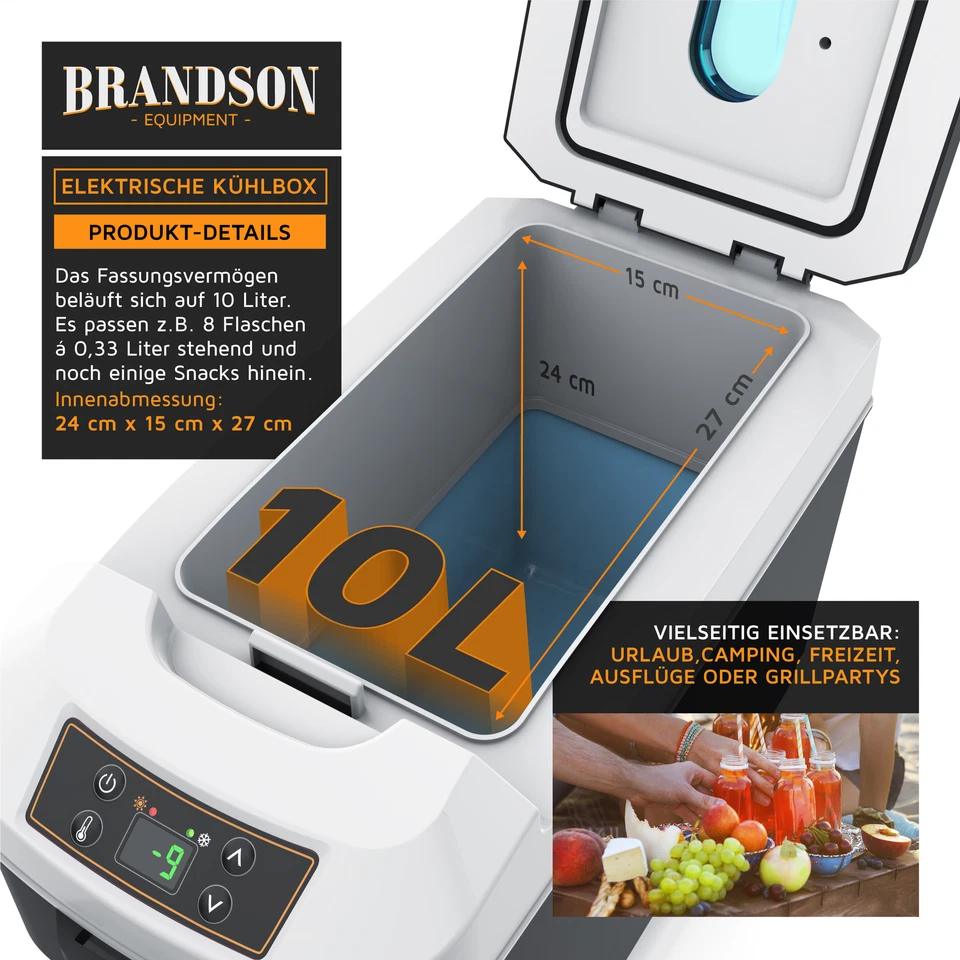 Brandson Kühlbox elektrisch 10L 230 V - 12 V KFZ kühlt und wärmt - Bild 4 von 4