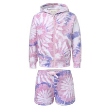 Butter Super Soft 2 Piece Set Pink and Purple Tie Dye Girls Size M-10/12