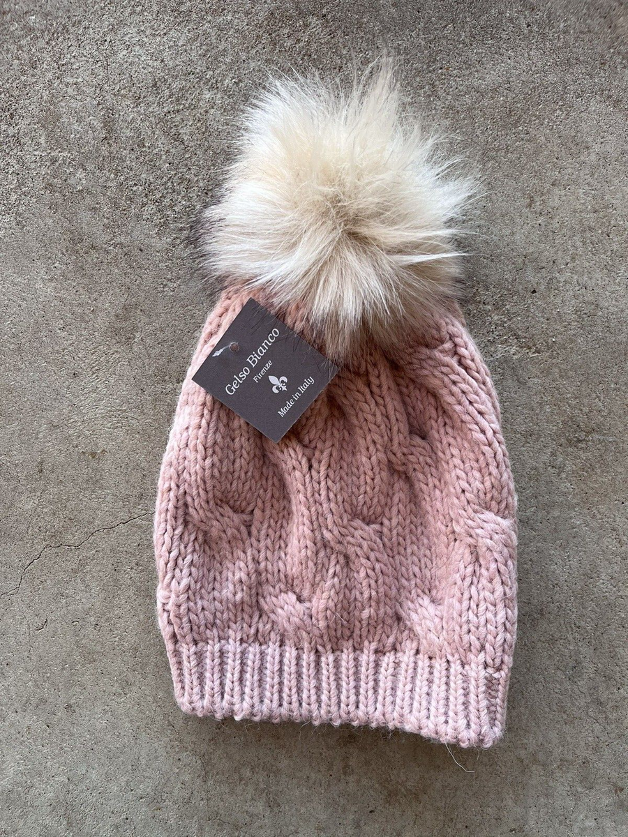 Gelso Bianco womens Salmon Pink Wool Alpaca Knit Beanie Hat  display picture 1