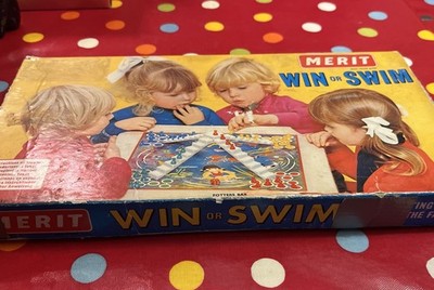 Vintage Merit  Win or Swim  Board Game For Children Made In England Complete