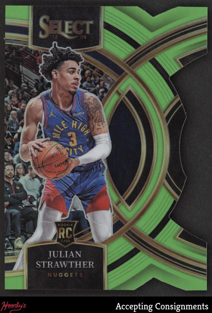 2023-24 Select Prizms Neon Green Die-Cut #101 Julian Strawther RC ROOKIE 68/75