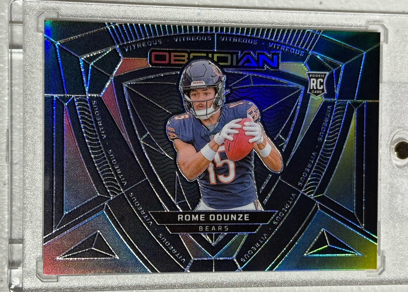 2024 Panini Obsidian Rome Odunze Vitreous Case Hit SSP Rookie Chicago Bears