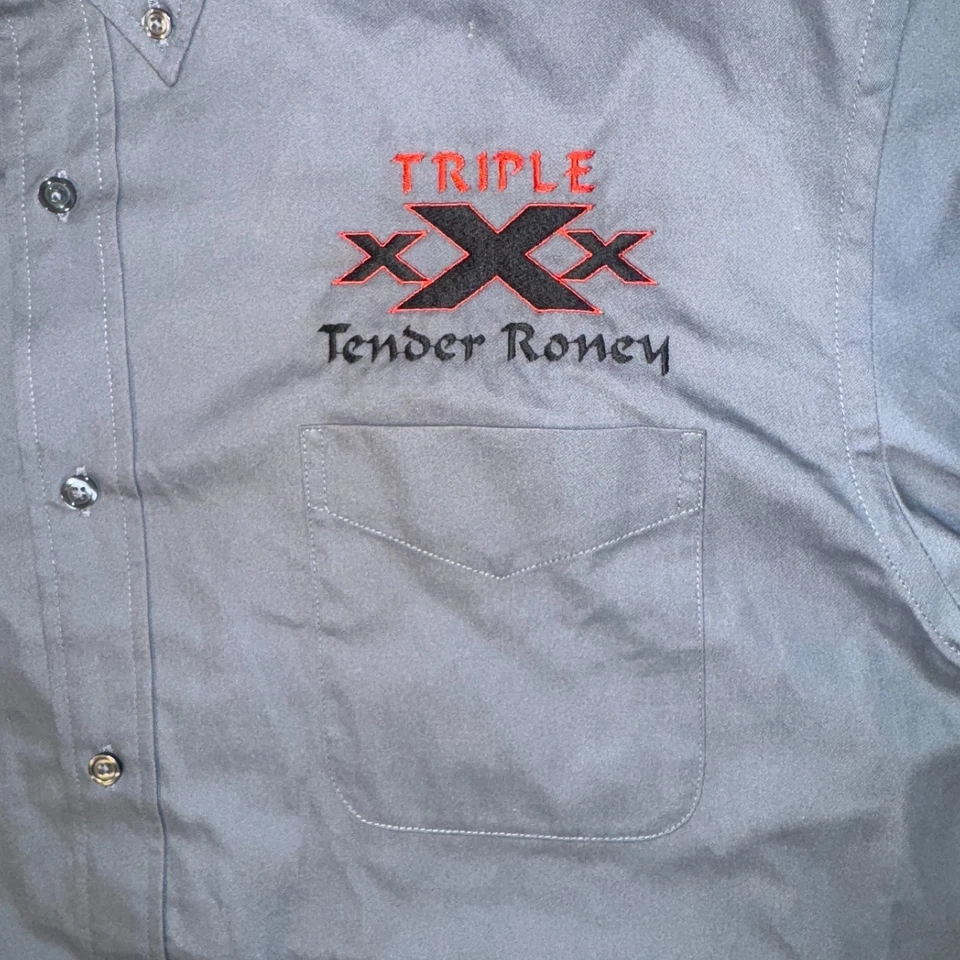 Triple X Corvette Club Gray Stitched Logo Shirt - 2XL Long Sleeve Button Up - Image 3 of 4