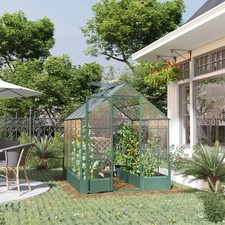 Walk in Greenhouse Polycarbonate Raised Bed Plant Flower Vegetable Grow House