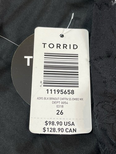 Torrid Black Semi Sheer Lace Maxi Dress Floral Runway Collection Gothic 26 NWT - Picture 8 of 18