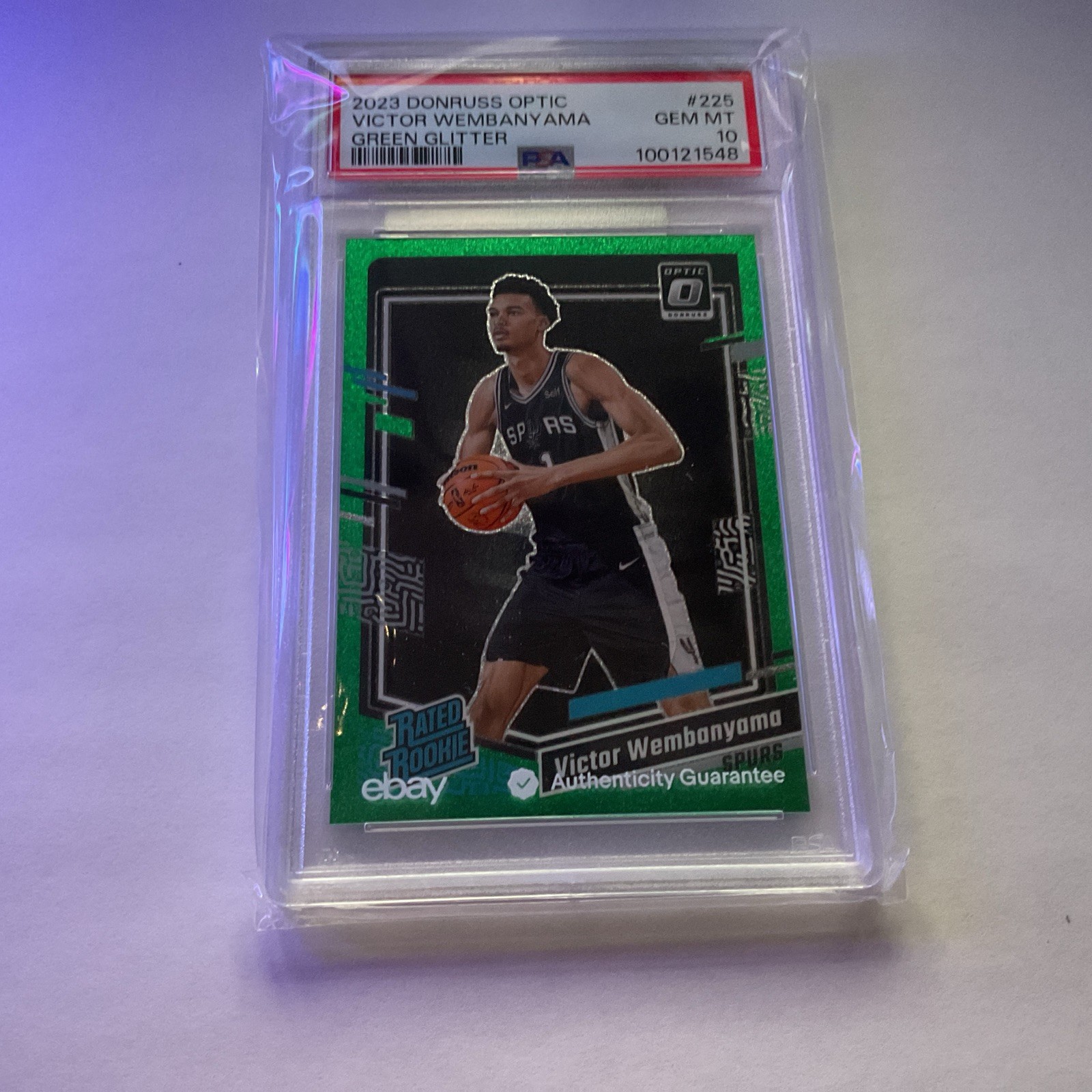 2023 DONRUSS OPTIC #225 VICTOR WEMBANYAMA GREEN GLITTER /77 PSA 10 GEM MINT